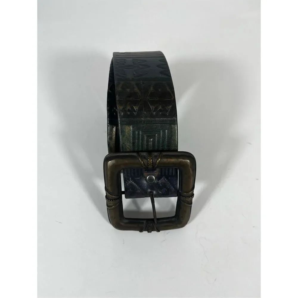 Aztec multi print leather belt